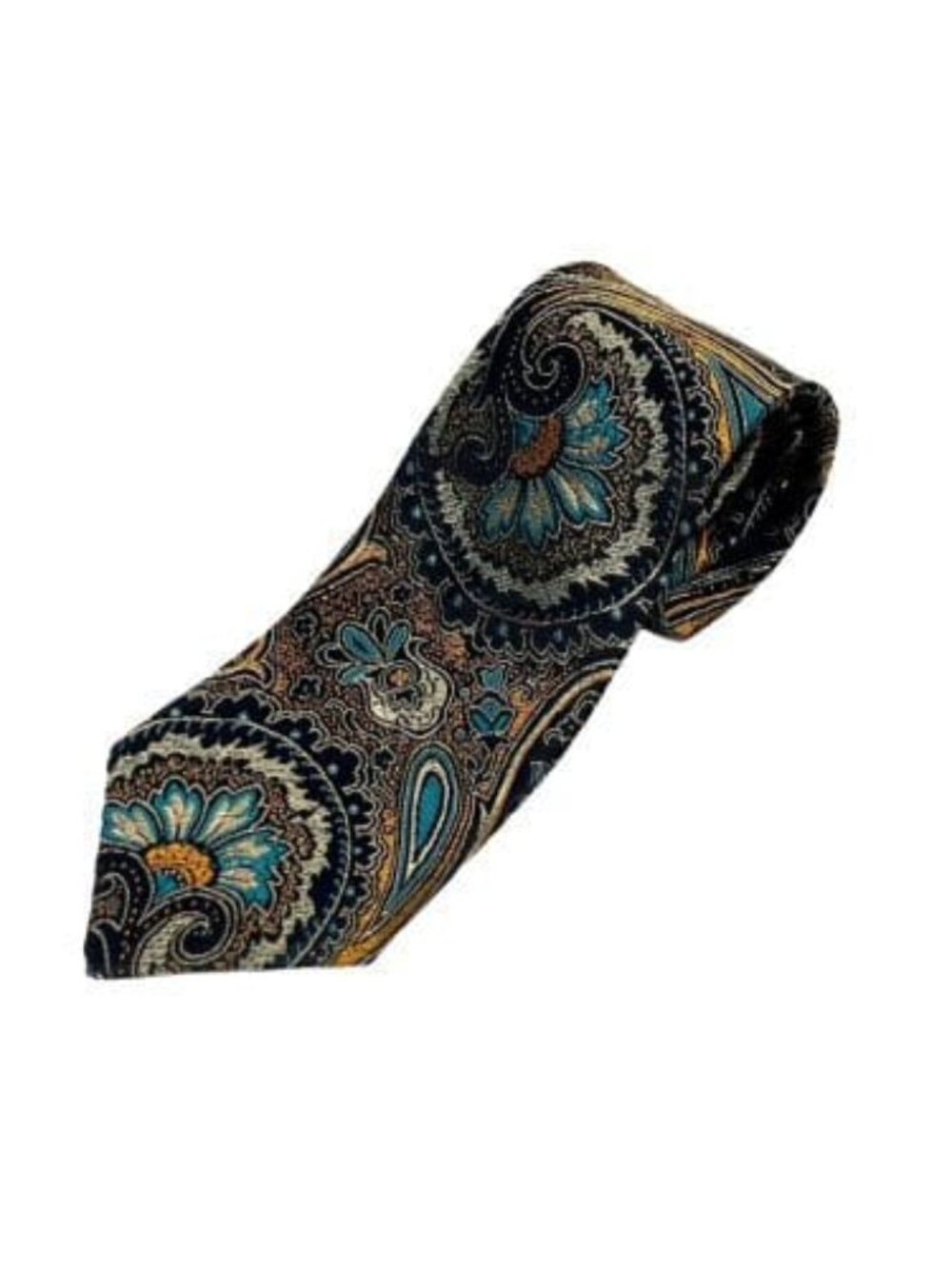 Paisley Pattern Brocade Men’s Tie | Black & Orange
